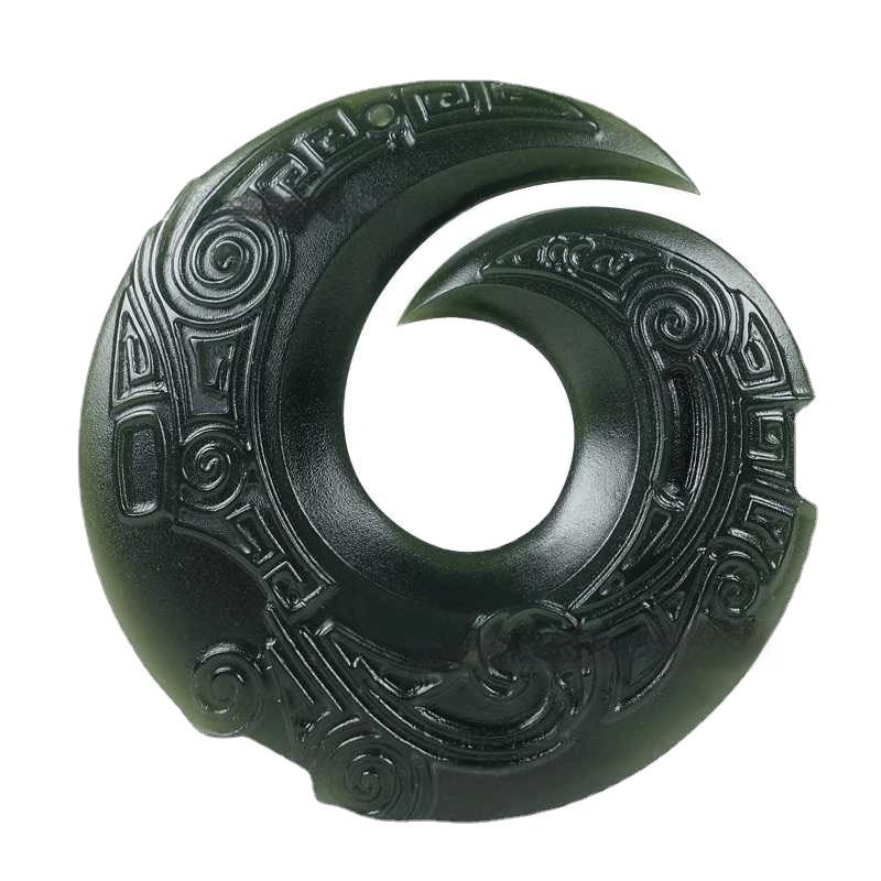 Hetian Jade "Fortune Turns" Double-Sided Pendant Necklace