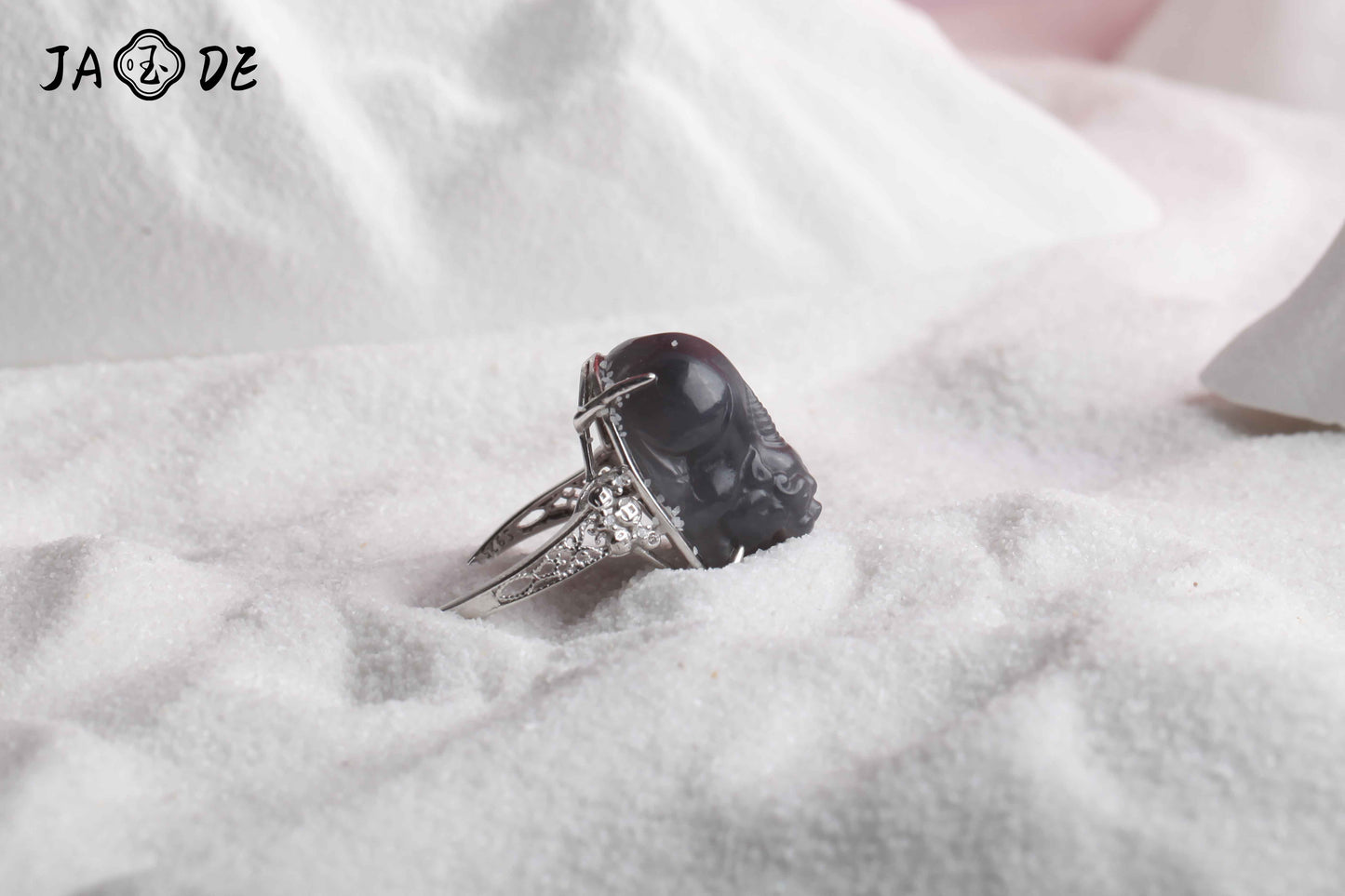 Adjustable Pixiu Ring with Natural Hetian Jade | Unique Jade™