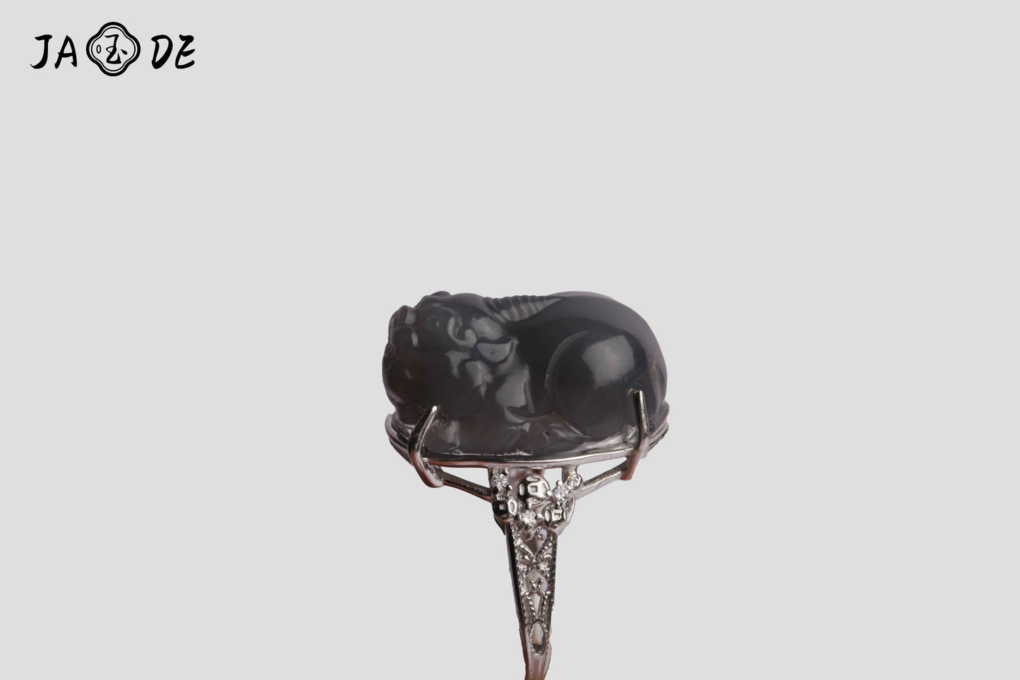 Adjustable Pixiu Ring with Natural Hetian Jade | Unique Jade™