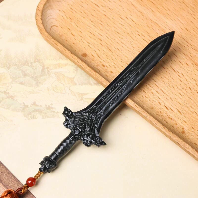 Hetian Black Jade Guardian Sword Pendant