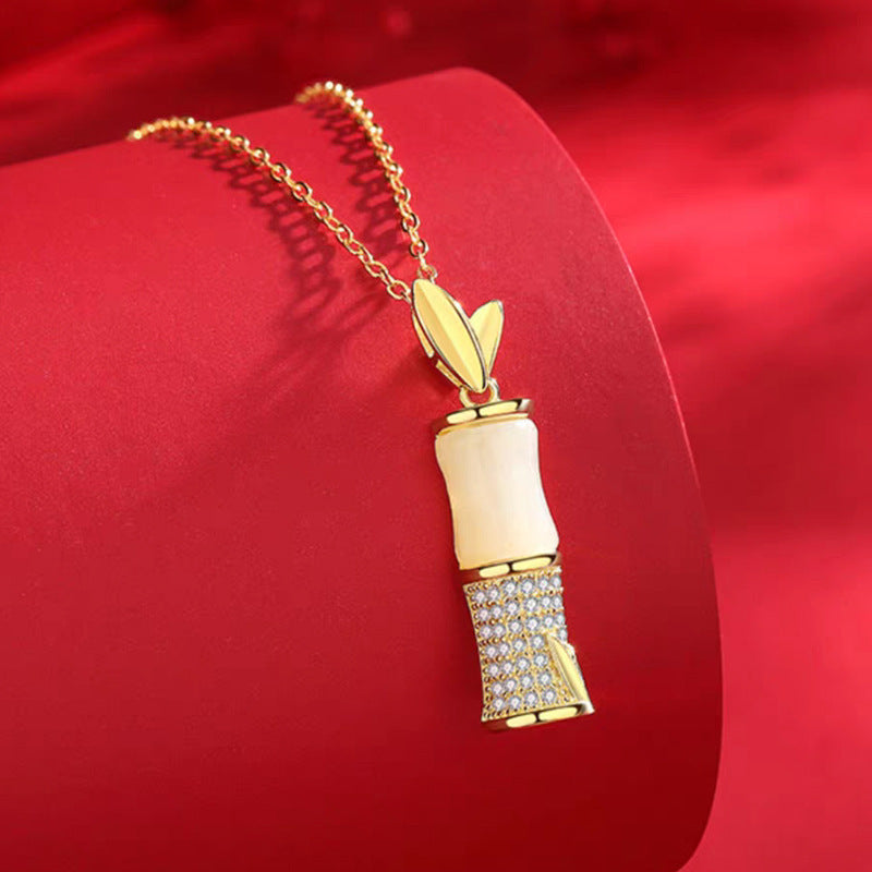 Hetian Jade “Bamboo Blessing” Necklace (For Women)