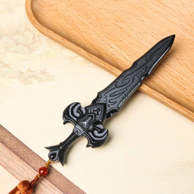 Hetian Black Jade Guardian Sword Pendant