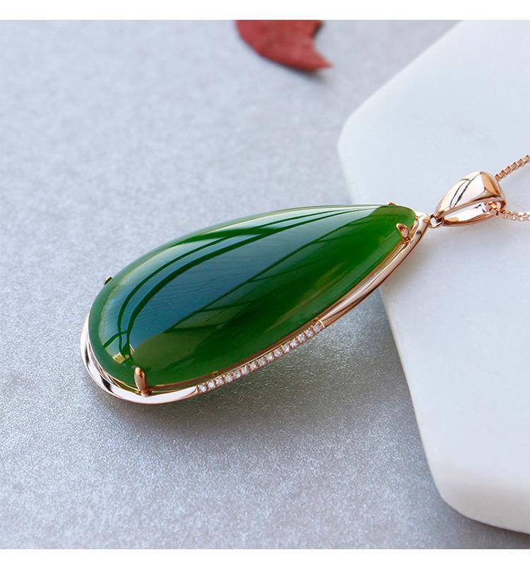 Hetian Jade Spinach Green Drop Pendant