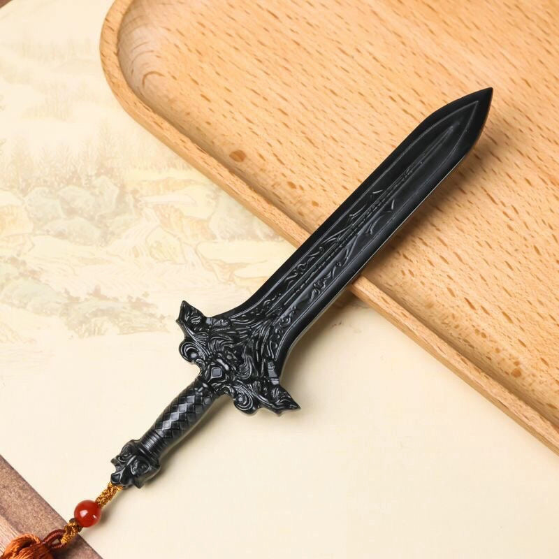 Hetian Black Jade Guardian Sword Pendant
