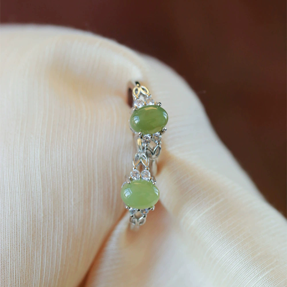 Hetian Jade Inlaid Ring – Elegant Harmony (For Women)