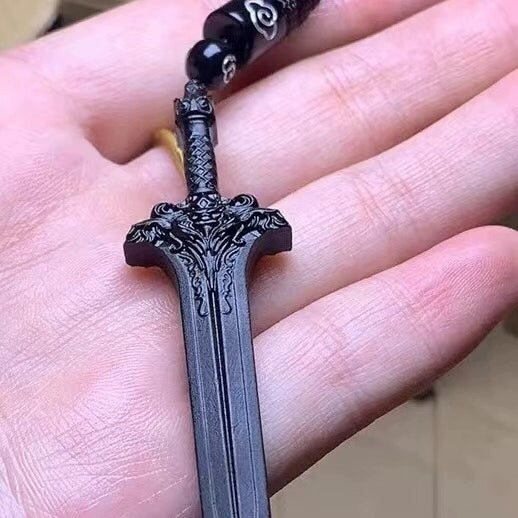 Hetian Black Jade Guardian Sword Pendant