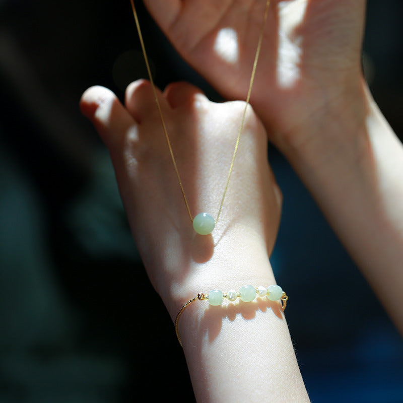 Hetian Jade “Smooth Fortune” Set – Necklace & Bracelet
