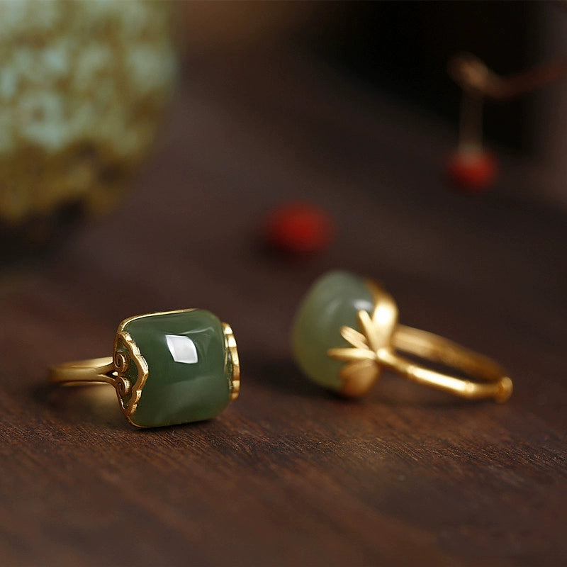 Hetian Jade Ring – “Sugar Cube” Minimalist Design (For Women)