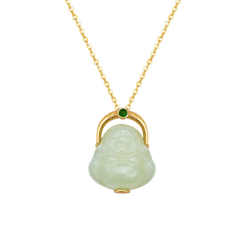 Hetian Jade Smiling Buddha Necklace