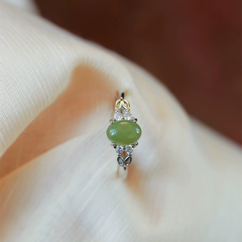Hetian Jade Inlaid Ring – Elegant Harmony (For Women)