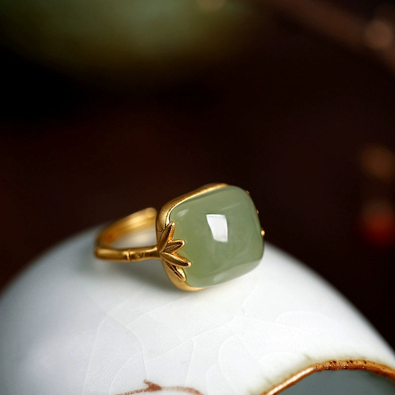 Hetian Jade Ring – “Sugar Cube” Minimalist Design (For Women)