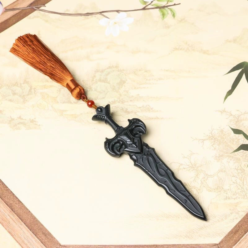 Hetian Black Jade Guardian Sword Pendant