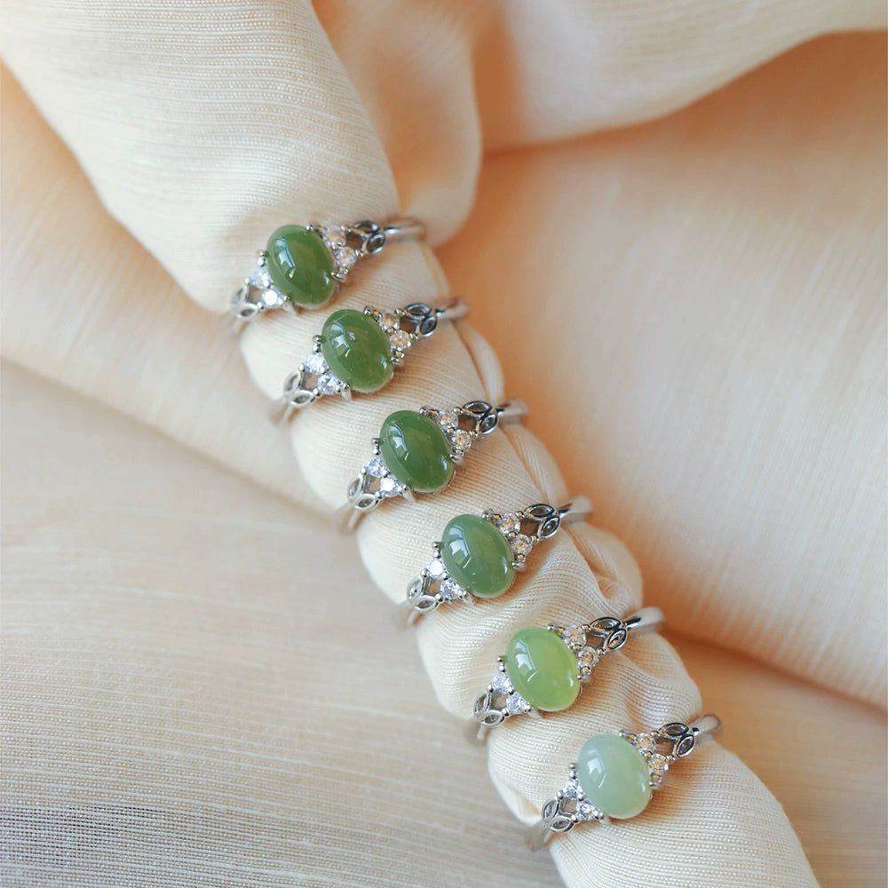 Hetian Jade Inlaid Ring – Elegant Harmony (For Women)