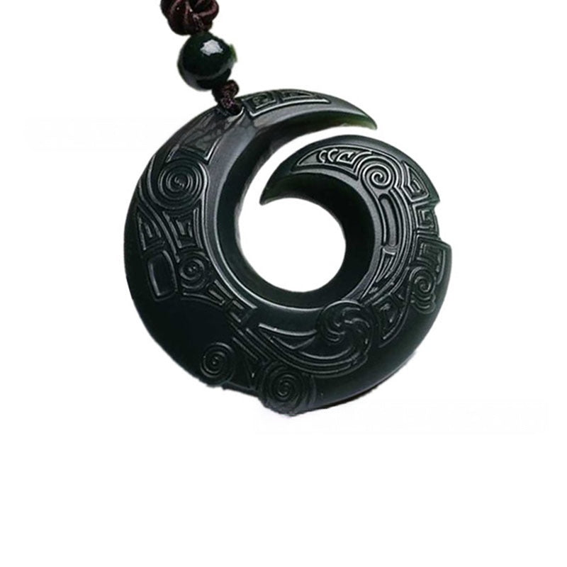 Hetian Jade "Fortune Turns" Double-Sided Pendant Necklace