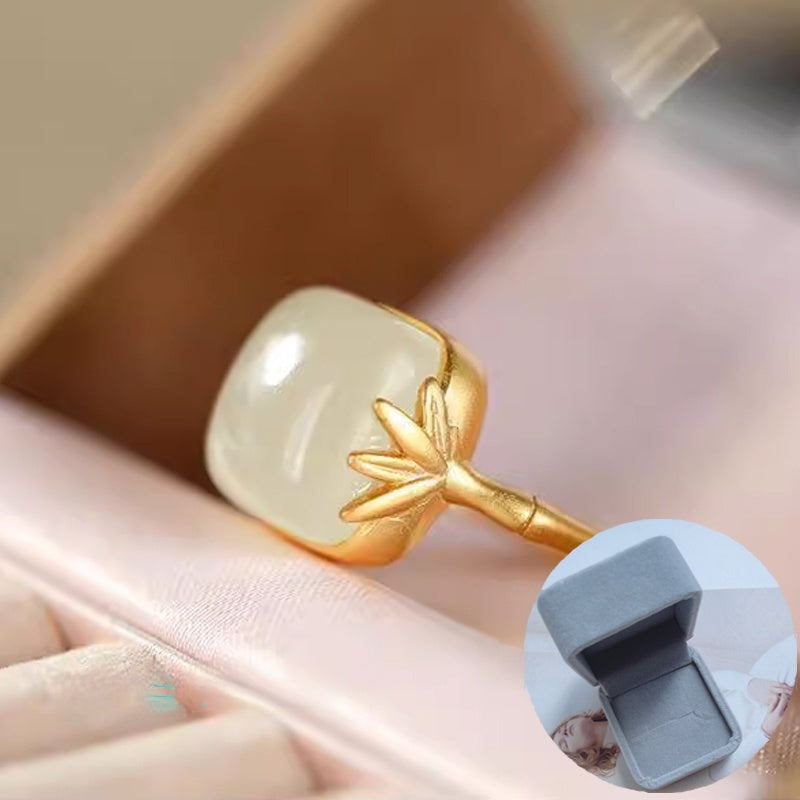 Hetian Jade Ring – “Sugar Cube” Minimalist Design (For Women)