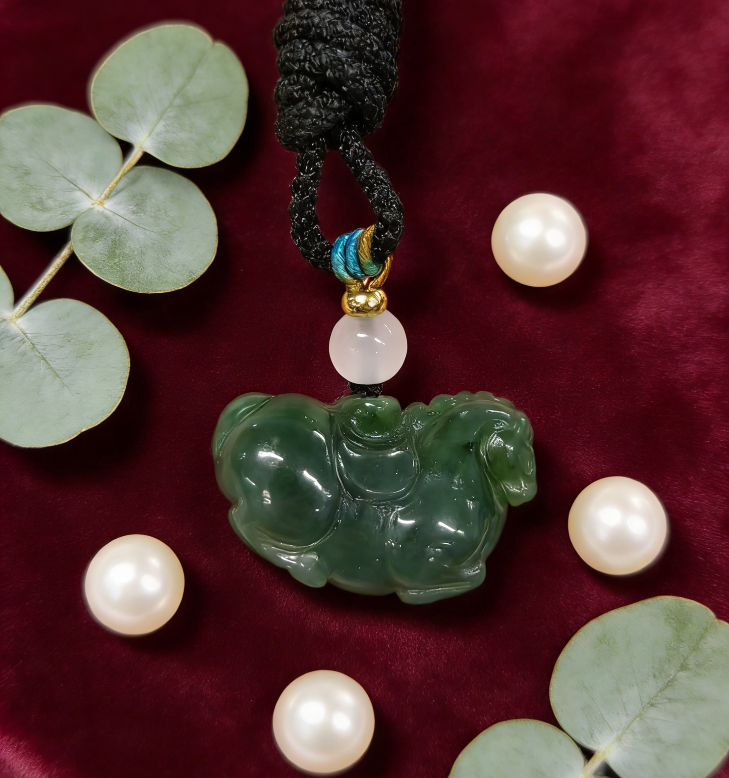 Green Jade Horse with Coin Necklace - 10g Handmade Carving, Chinese Auspicious Amulet