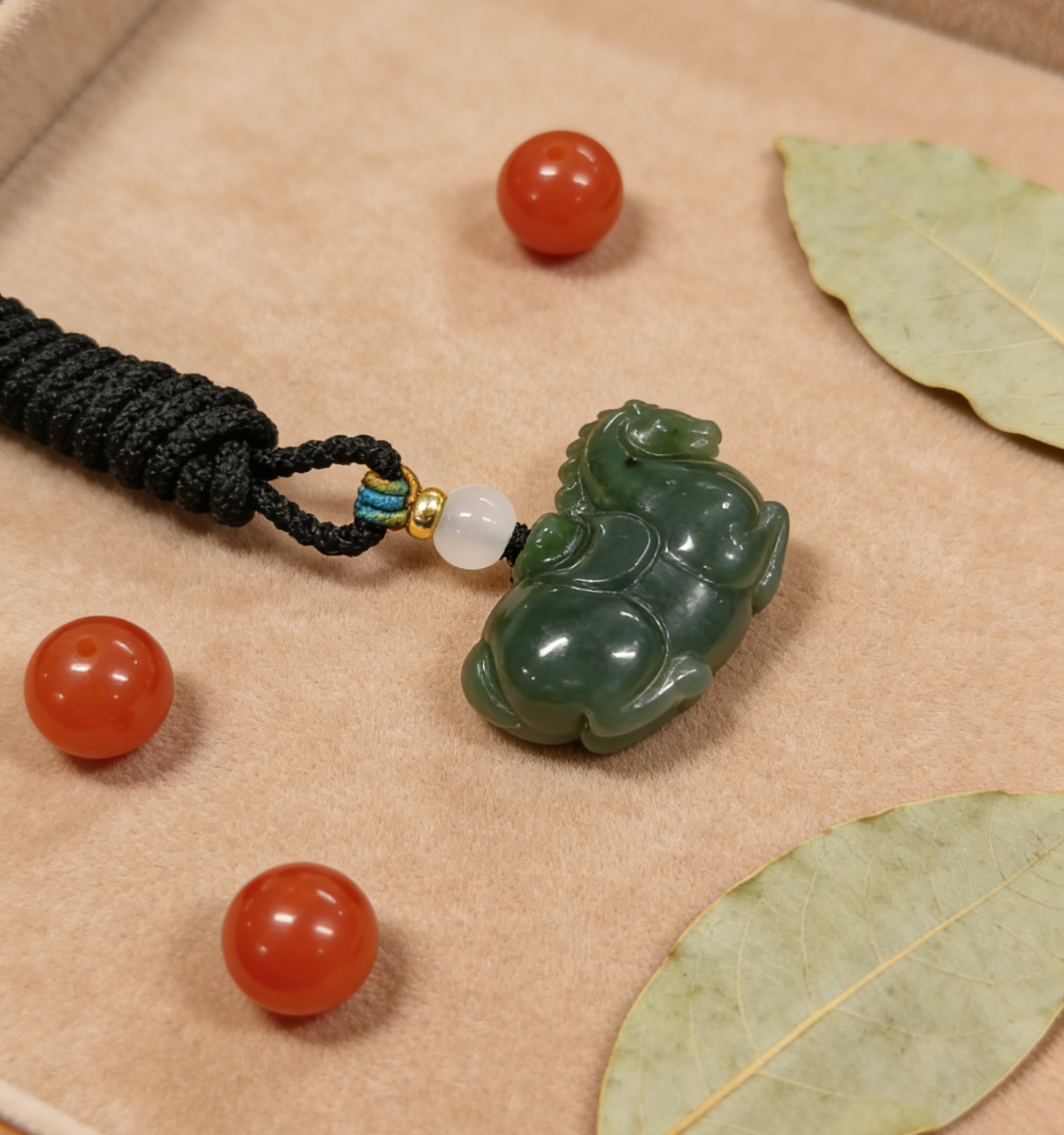 Green Jade Horse with Coin Necklace - 10g Handmade Carving, Chinese Auspicious Amulet