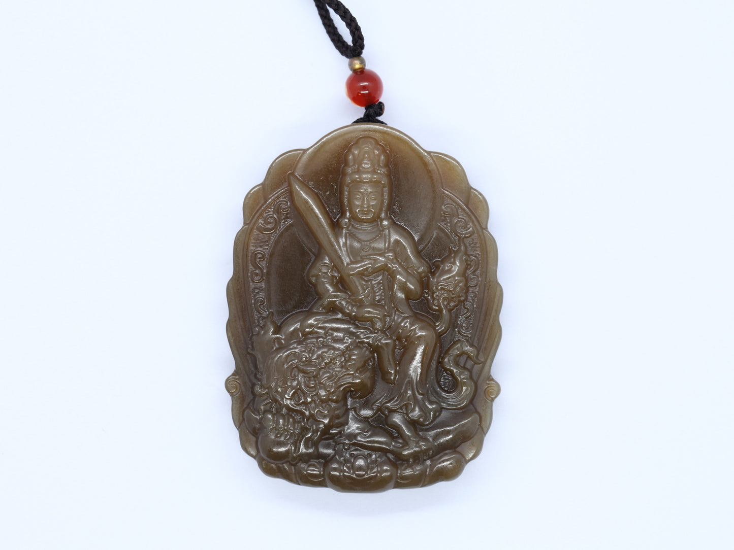 Samantabhadra Guanyin Jade, Solid Nephrite Pendant 60.45g, Buddhist Protection Amulet, Spiritual Gift