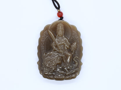 Samantabhadra Guanyin Jade, Solid Nephrite Pendant 60.45g, Buddhist Protection Amulet, Spiritual Gift