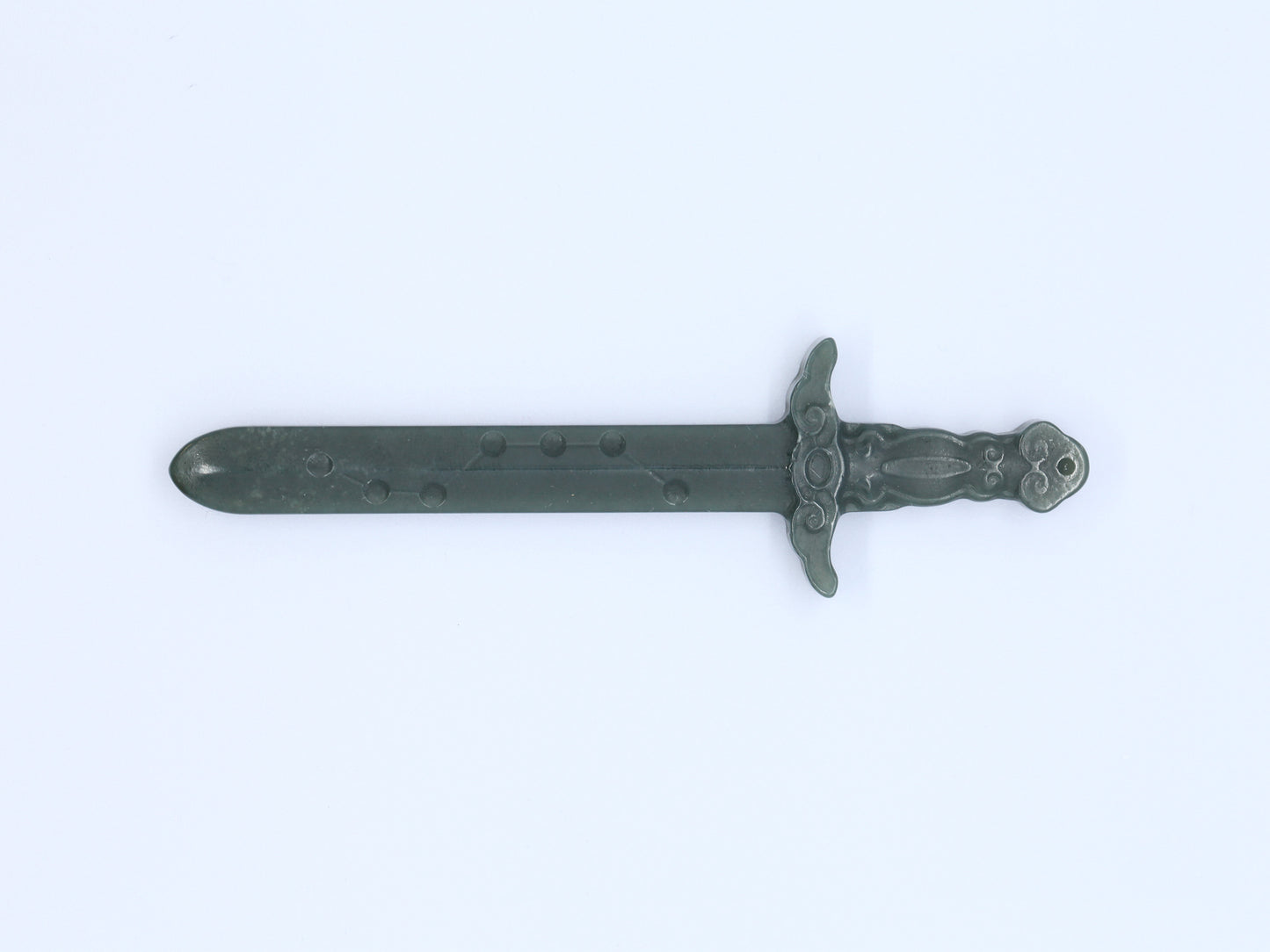 Nephrite Jade Ornament - Seven Star Sword Pendant - 14.5g - Handmade Carved Hetian Jade - Chinese Antique Style Decor