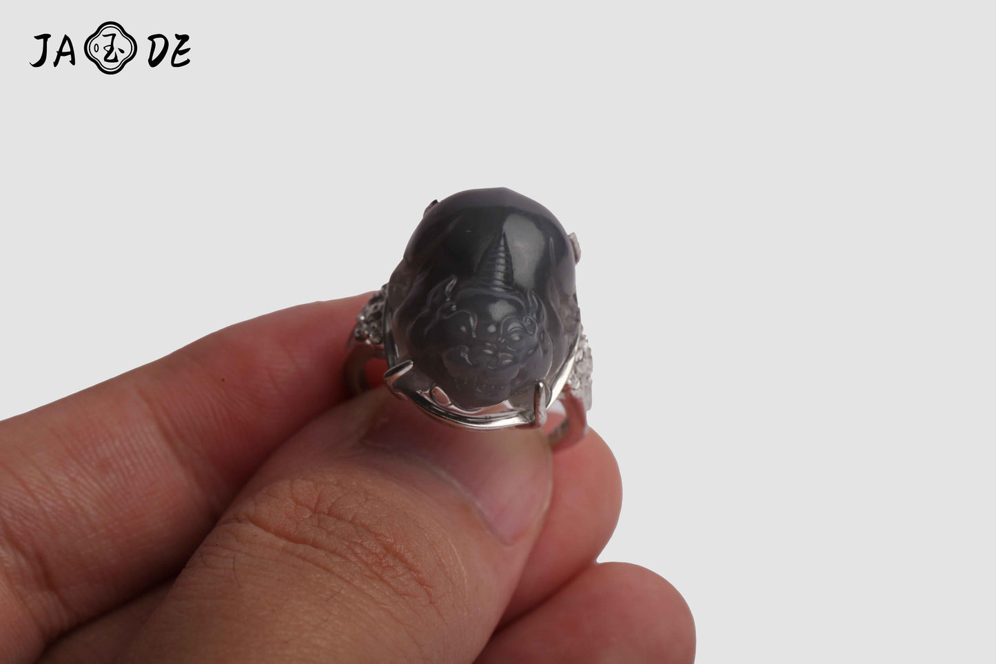 Adjustable Pixiu Ring with Natural Hetian Jade | Unique Jade™