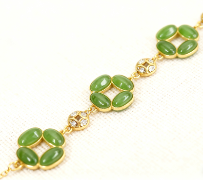 Nephrite Jade Bracelet, Green Spinach Jade Bracelet, Handmade Adjustable Bracelet, 3.13g