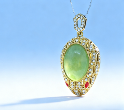 Hollow Carved Green Nephrite Pendant - Cobra Head Necklace
