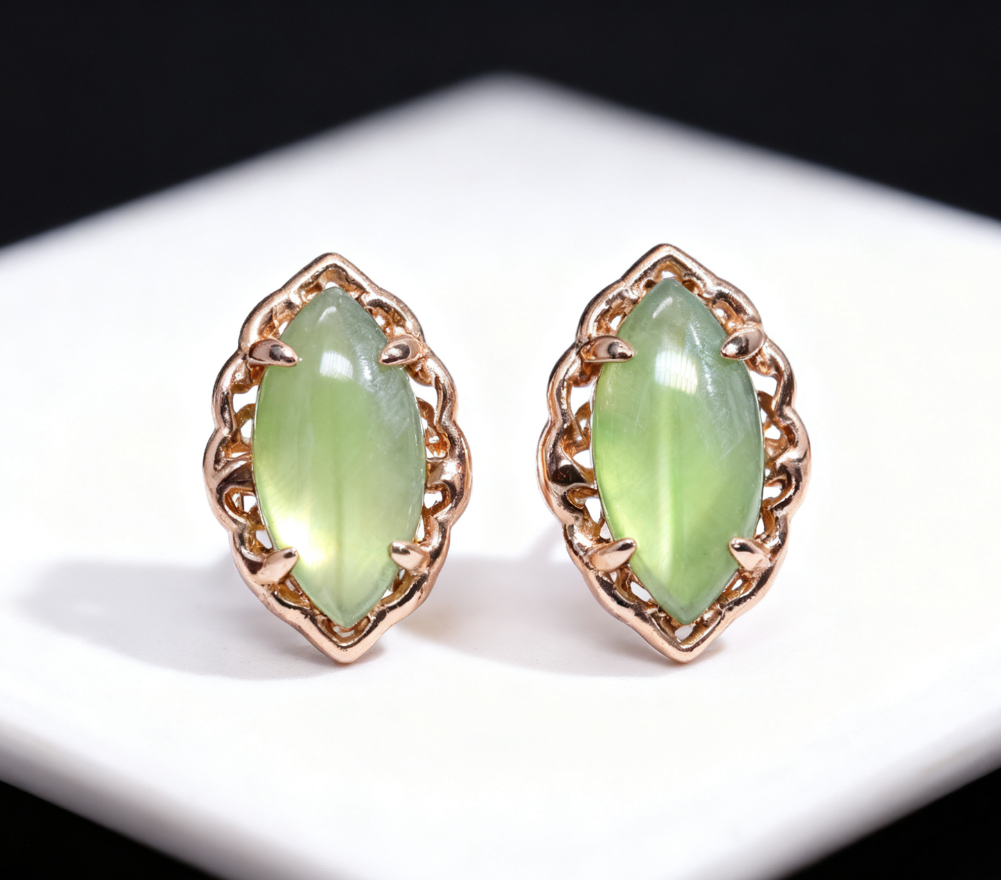 Nephrite Jade Stud Earrings, Simple Green Jade Earrings, 2.1g Lightweight Ear Studs, Sterling Silver Earrings