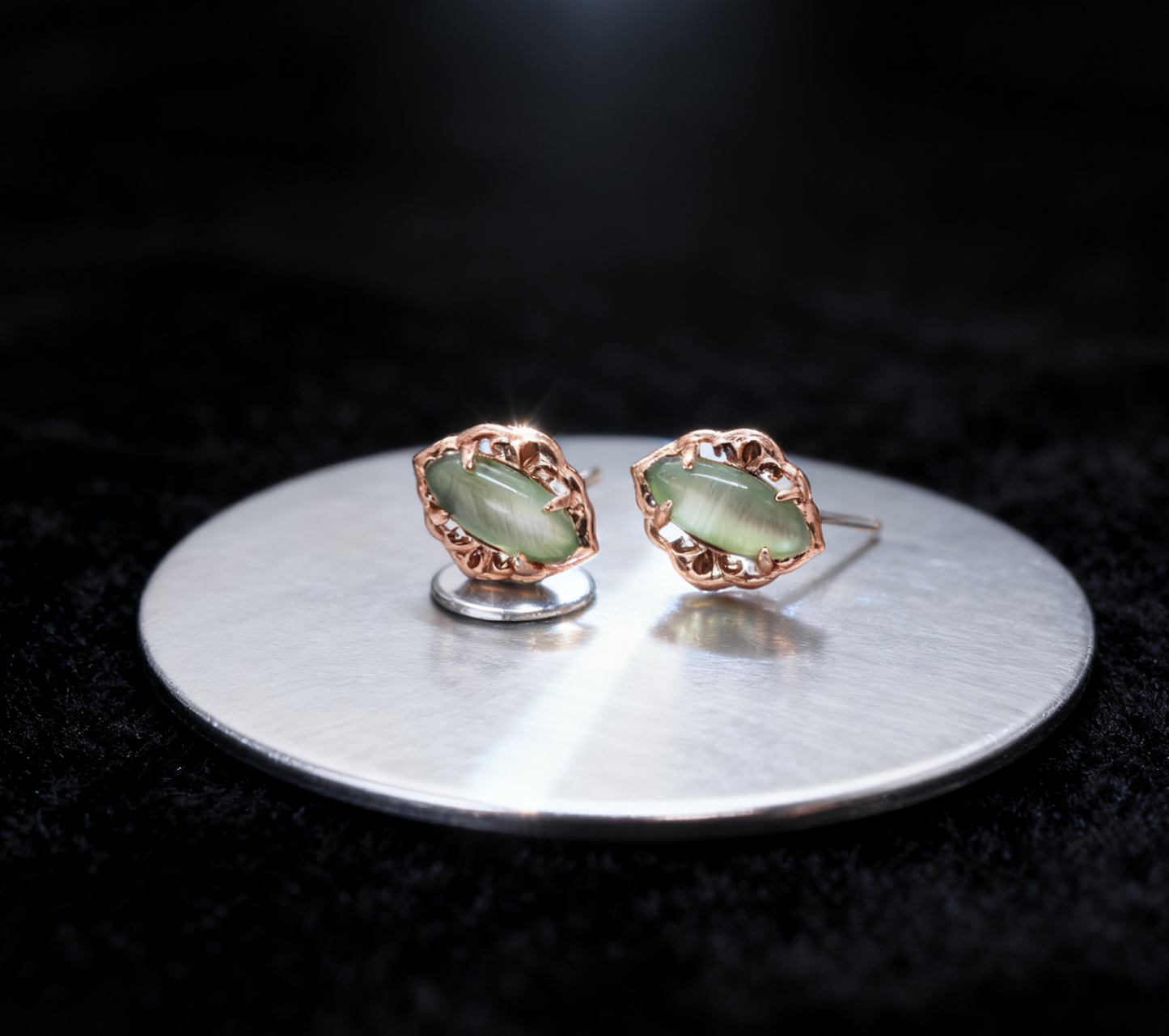 Nephrite Jade Stud Earrings, Simple Green Jade Earrings, 2.1g Lightweight Ear Studs, Sterling Silver Earrings