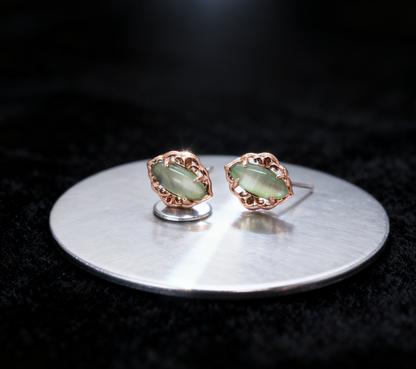 Nephrite Jade Stud Earrings, Simple Green Jade Earrings, 2.1g Lightweight Ear Studs, Sterling Silver Earrings