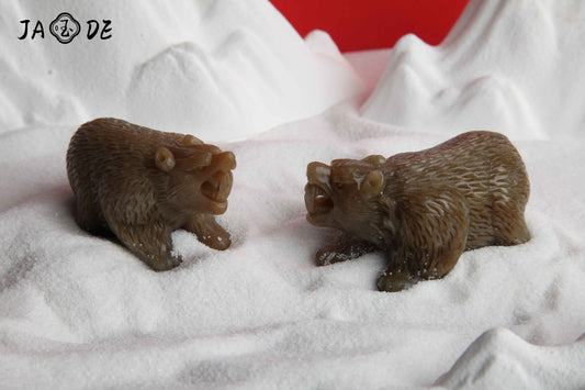 Hetian Jade Bear Pair | Unique Jade™