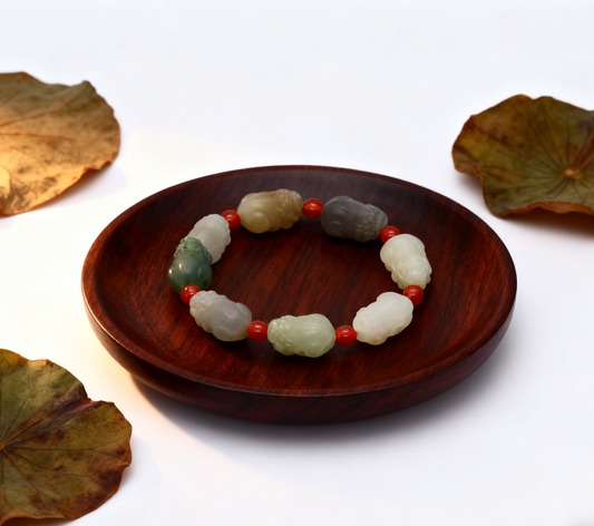 Nephrite Jade Bracelet, Pi Xiu Wealth Bracelet, 29.1g Multi-Gemstone Bracelet, Chinese Auspicious Animal