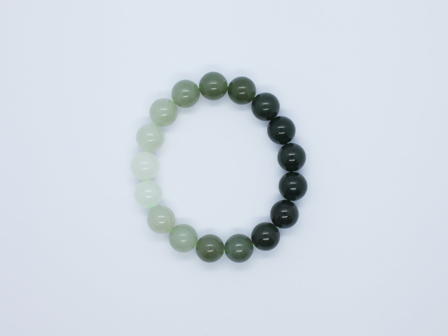 Nephrite Jade Bracelet, White to Green Ombre Bracelet, 45.57g Gradient Color Jade, Handmade Gemstone Bracelet