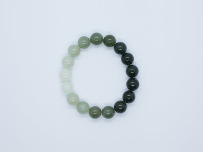 Nephrite Jade Bracelet, White to Green Ombre Bracelet, 45.57g Gradient Color Jade, Handmade Gemstone Bracelet