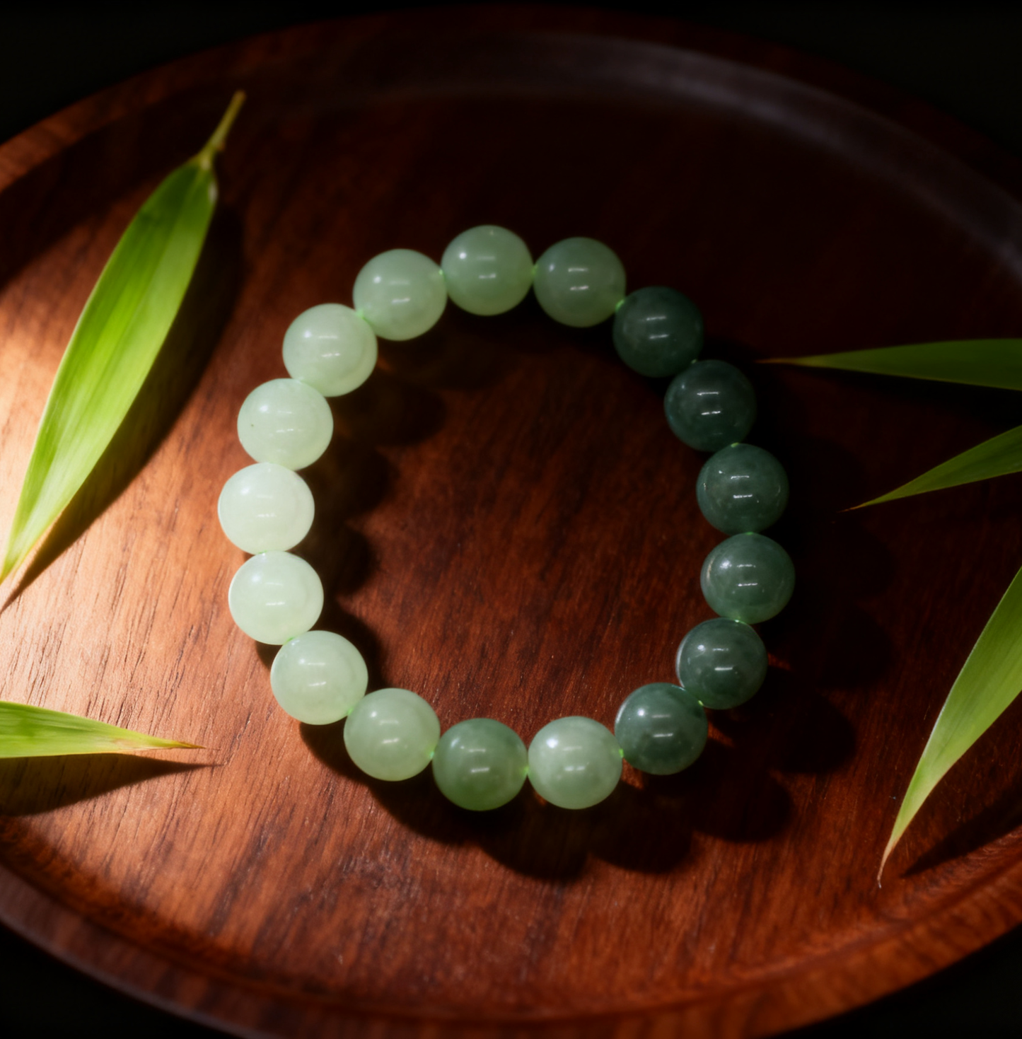 Nephrite Jade Bracelet, White to Green Ombre Bracelet, 45.57g Gradient Color Jade, Handmade Gemstone Bracelet