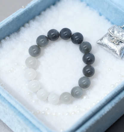 Nephrite Jade Bracelet, White to Lavender Ombre Bracelet, 41.49g Gradient Color Jade, Unique Gemstone Bracelet