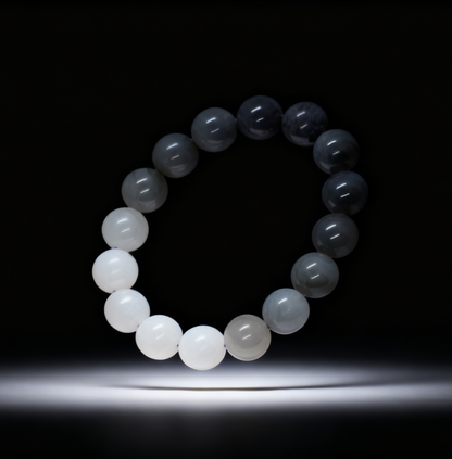 Nephrite Jade Bracelet, White to Lavender Ombre Bracelet, 41.49g Gradient Color Jade, Unique Gemstone Bracelet