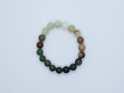 Nephrite Jade Bracelet, Rainbow Ombre Gemstone Bracelet, 27.74g Multi-Color Jade, Handmade Beaded Bracelet