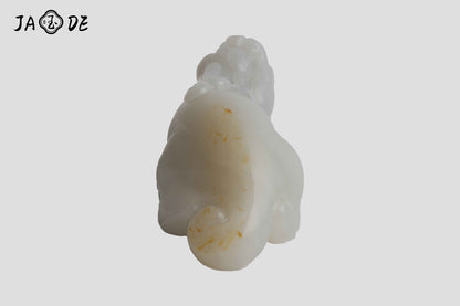 Hetian Seed Jade Sculpture – White Pixiu Guardian | Unique Jade™