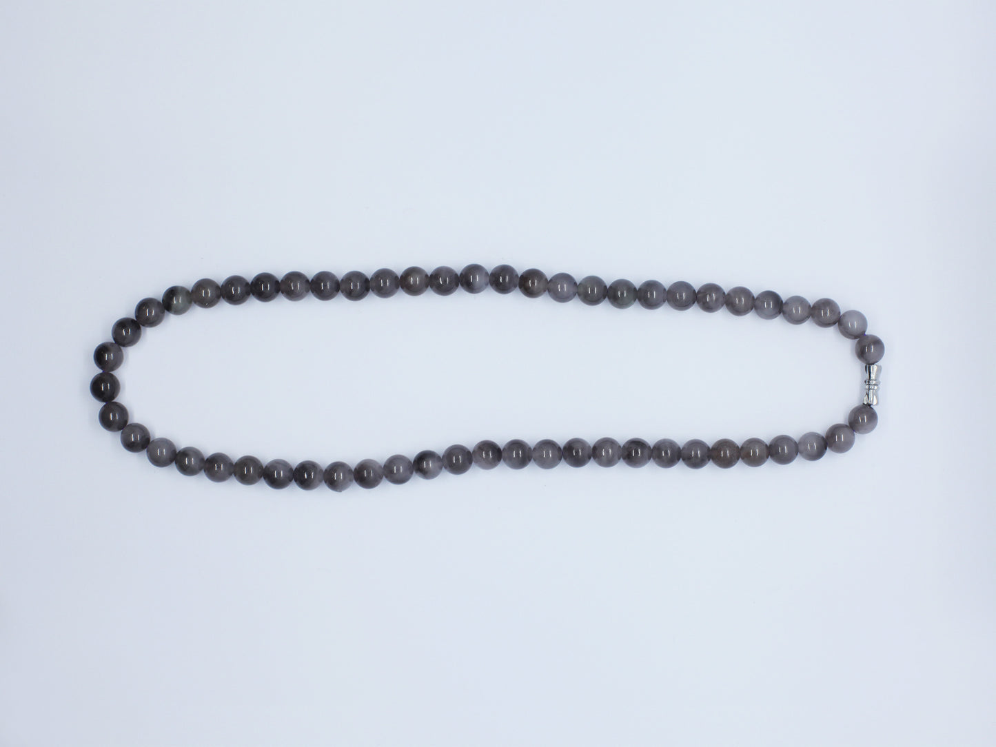 Nephrite Jade Necklace, Lavender Smoke Jade Bead Necklace, 45.51g Purple Gemstone Necklace, 8mm Round Beads