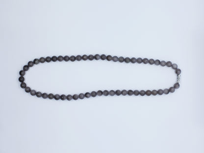 Nephrite Jade Necklace, Lavender Smoke Jade Bead Necklace, 45.51g Purple Gemstone Necklace, 8mm Round Beads