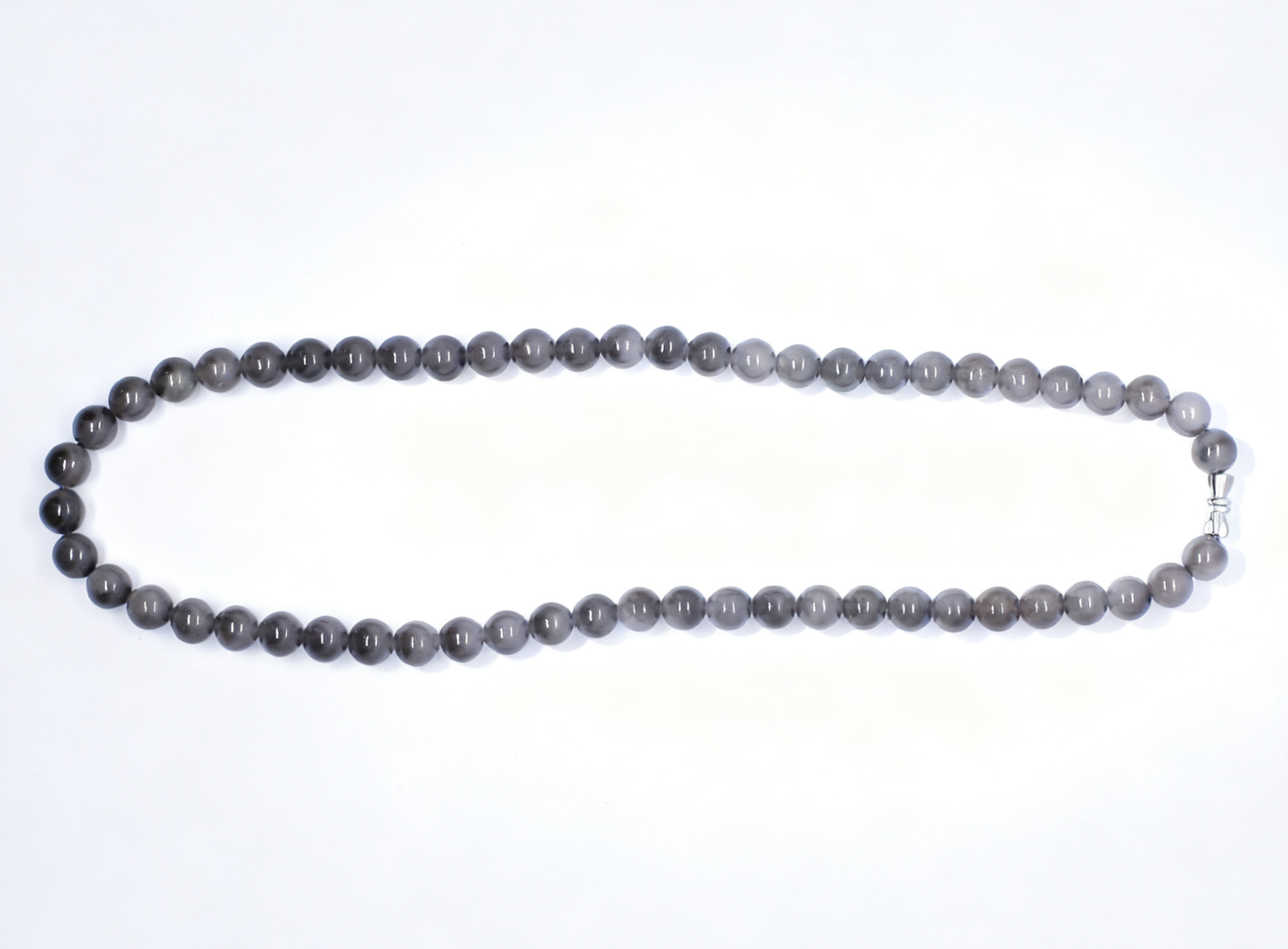 Nephrite Jade Necklace, Lavender Smoke Jade Bead Necklace, 45.51g Purple Gemstone Necklace, 8mm Round Beads