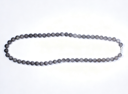 Nephrite Jade Necklace, Lavender Smoke Jade Bead Necklace, 45.51g Purple Gemstone Necklace, 8mm Round Beads