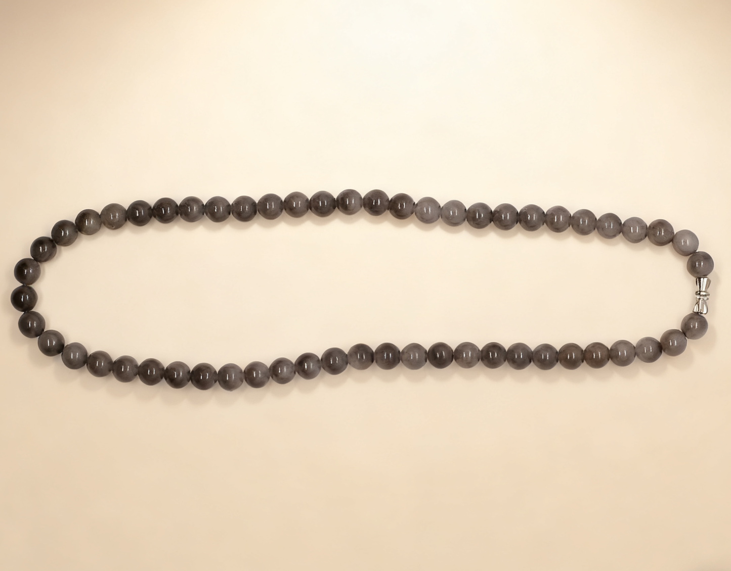 Nephrite Jade Necklace, Lavender Smoke Jade Bead Necklace, 45.51g Purple Gemstone Necklace, 8mm Round Beads