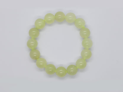 Yellow Nephrite Jade Bracelet, 12mm Huangkou Jade Bracelet, 39.7g Yellow Gemstone Bracelet, Natural Jade Beads