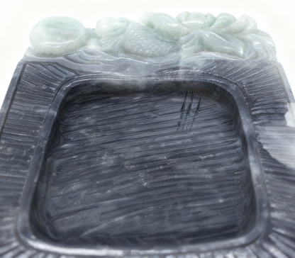 Floral Jade Brush Washer, 231.66g Hetian Nephrite, Chinese Antique Style, Prosperity Art Object