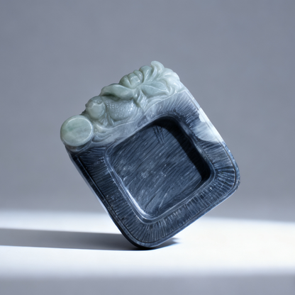 Floral Jade Brush Washer, 231.66g Hetian Nephrite, Chinese Antique Style, Prosperity Art Object