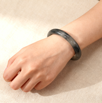 Nephrite Jade Bangle, Lavender Smoke Jade Bracelet, 61g Solid Jade Bracelet, Women's Jade Jewelry