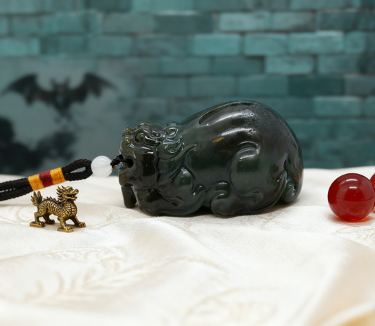 Pi Xiu Wealth Statue, 164.8g Natural Nephrite Jade, Feng Shui Guardian, Good Fortune Decor