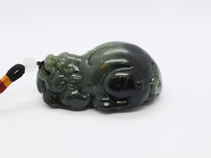 Wealth Statue Pi Xiu, Solid Nephrite Jade 133g, Chinese Mythical Creature, Business Gift